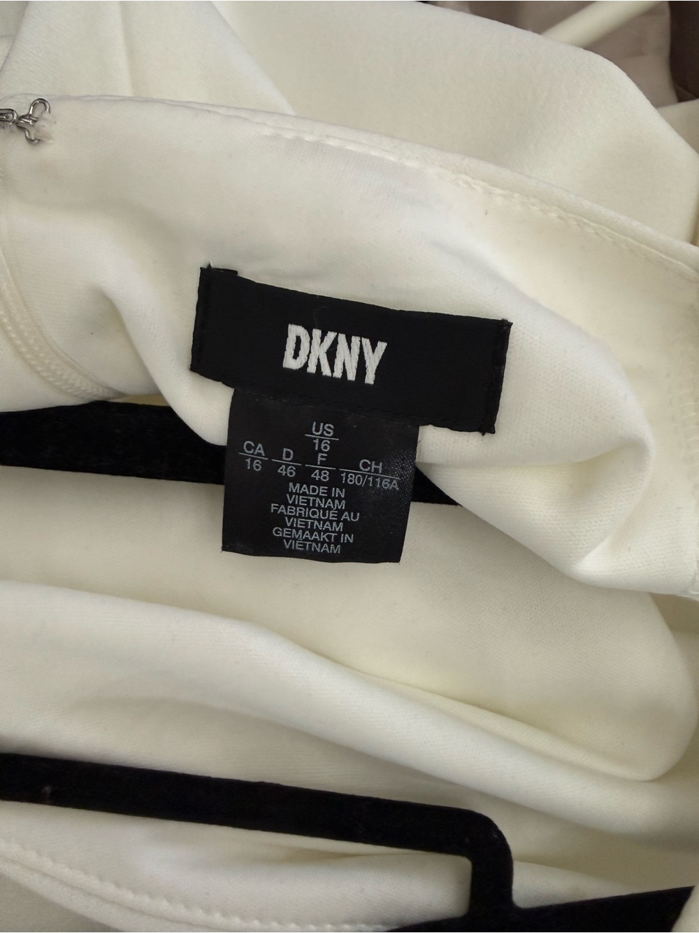 DKNY Cream Midi Dress with Side Gather and Ruffle Hem - Picture 4 of 4